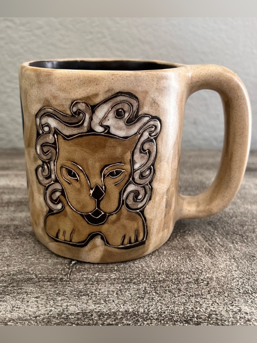 Mara Stoneware Zodiac Mug Leo the Lion-16 oz Handmade Unique